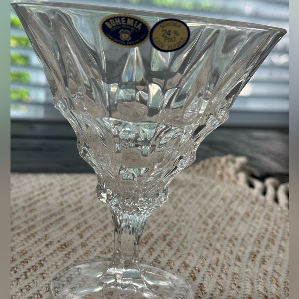 NWOT Beautiful Bohemian Crystal Martini Glass